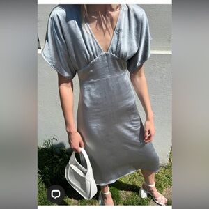 OAK + FORT Silver Midi Dress